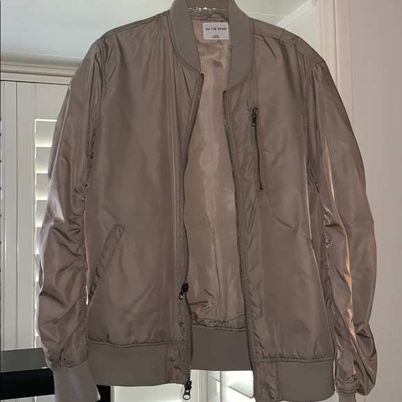 Men’s Beige Bomber Jacket - Picture 1 of 4